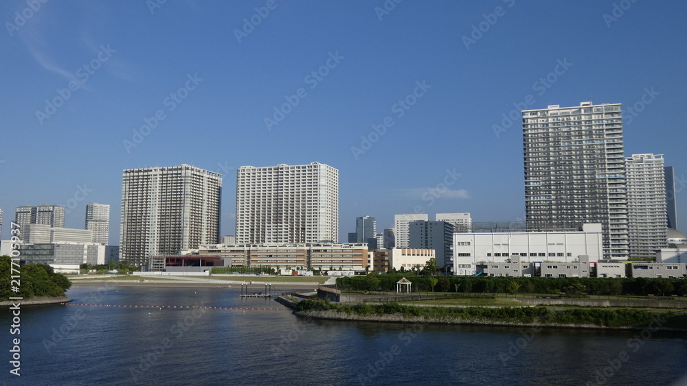 Obraz premium High-rise apartment complex in Toyosu, Koto Ward, Tokyo.