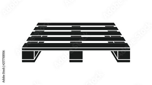 Wooden shipping pallet icon rendered in solid black silhouette style with perspective view for warehouse logistics and industrial freight transport
