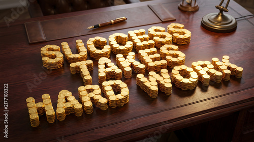 Success Takes Hard Work Gold Coin Typography