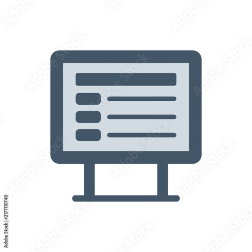 Modern computer monitor screen with digital dashboard user interface layout
