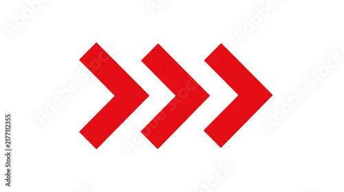 Forward arrow sign icon set, red arrows pointing right, directional symbols, minimalist graphic elements, vector shapes on white, navigation interface