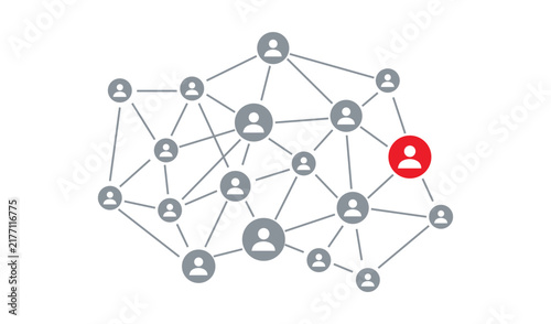 Fotografie Network of people icons connected by lines representing social networking, commu