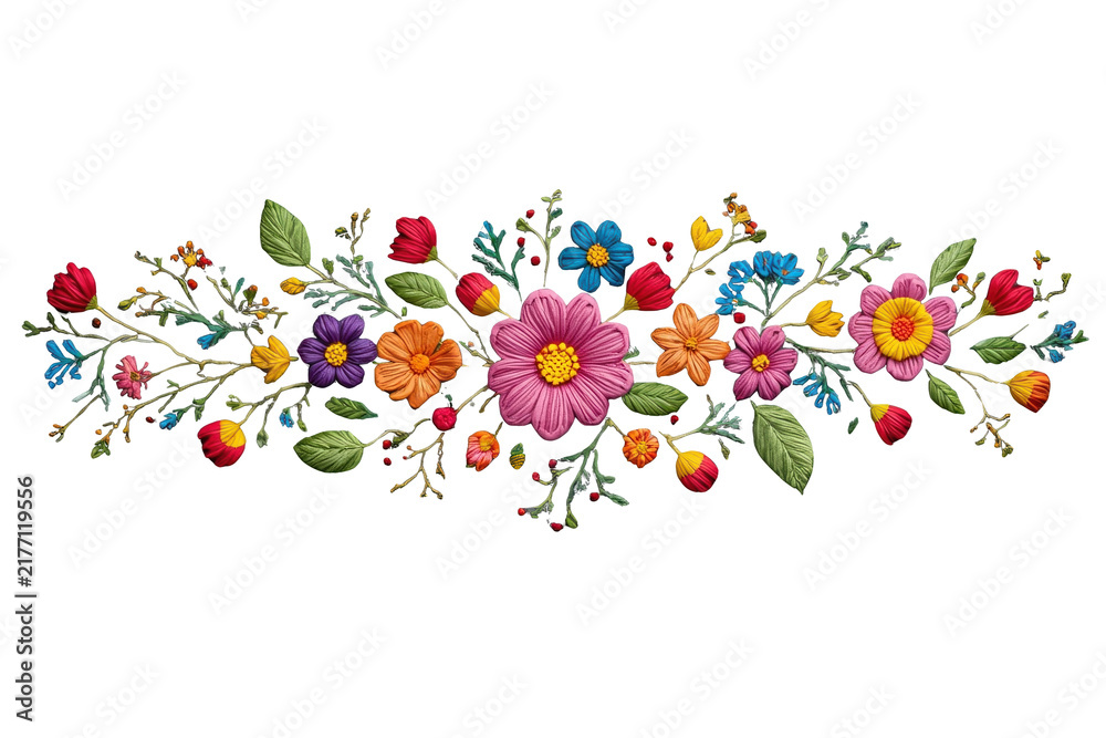 Obraz premium Delicate multicolor wildflower horizontal border