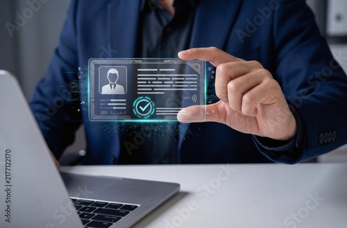 Digital identity authentication using virtual ID card for secure verification and protected access to digital services.
