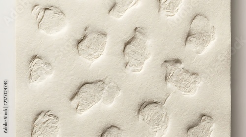 Soft white paper surface featuring embossed rounded geometric motifs for modern backdrops.