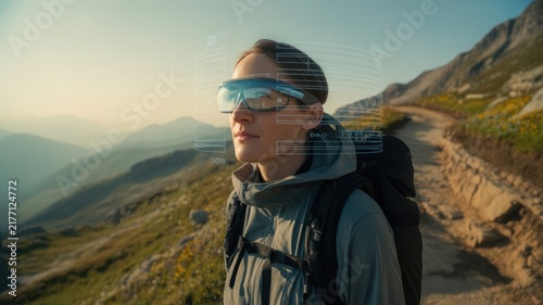 Person Using Smart Glasses in Nature