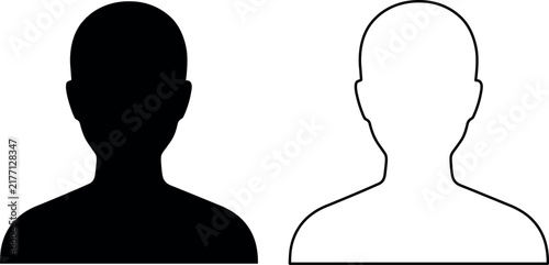 Professional minimalist human avatar silhouettes and outlines representing anonymous user profiles on a clean white background.