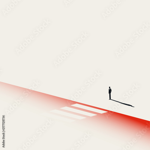 Corporate journey path transition vector concept. Symbol of professional career decision, business leadership challenge, strategic direction choice . Minimal design eps10 illustration
