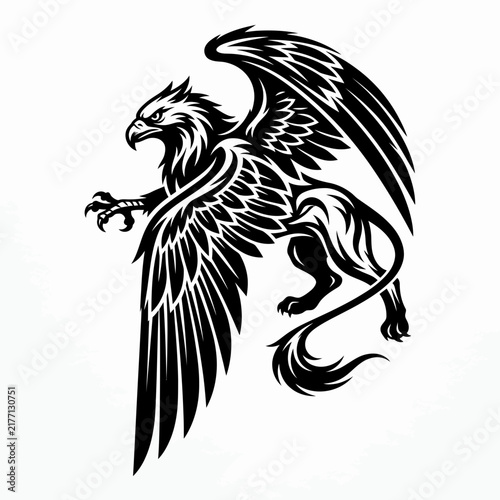 Mythical Griffin Silhouette Tattoo Design
