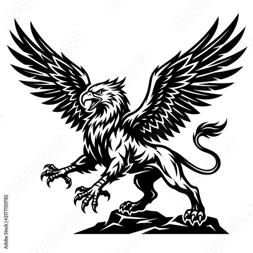 Mythical Griffin Emblem - Majestic Eagle Lion Hybrid