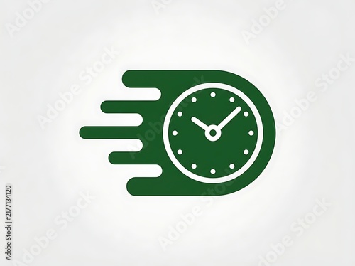 Fast Clock Icon Green Speed Motion