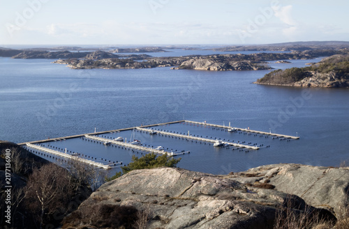 Empty Boat Marina Docks in Scandinavian Archipelago Bay