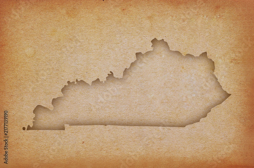 Map of Kentucky on grunge paper