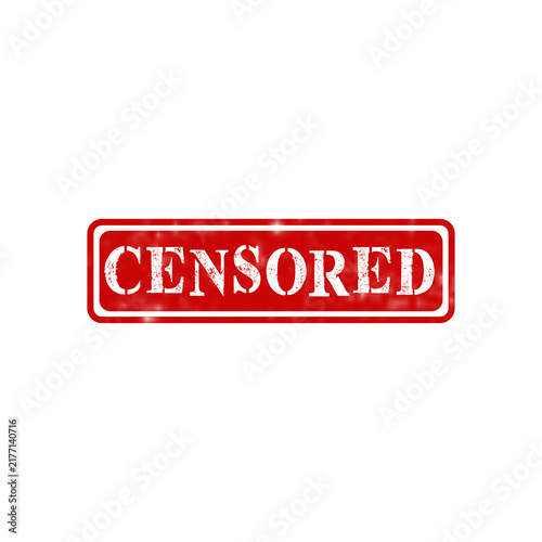Fotografie Red censored rubber stamp icon with grunge texture for privacy and restricted co