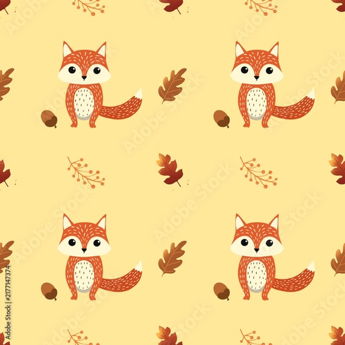 seamless pattern with fox