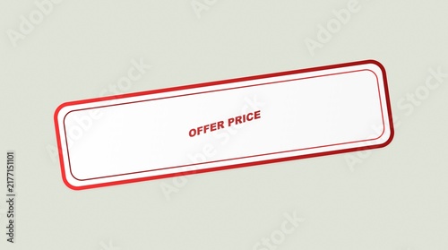 A rectangular label with the text 'offer price' is displayed isolated on