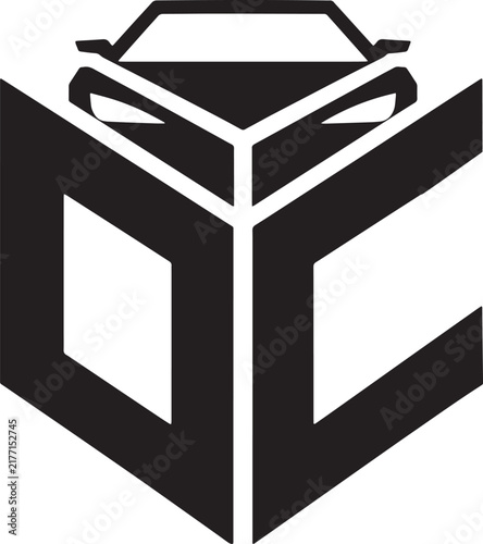 Automotive Car Logo, Geometric Vehicle Emblem, Modern Auto Brand Mark, Minimalist Luxury Car Symbol, Black and White Outline Vector Design