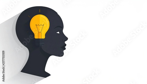 Creative Idea Light Bulb Head Silhouette.
