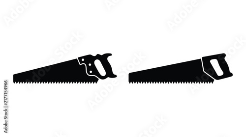 Foto Hand saws silhouette on a white background woodworking tools illustration