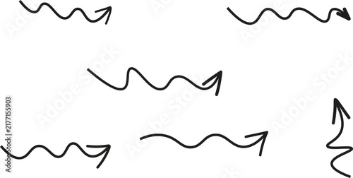 Hand Drawn Wavy Arrow Collection for Direction, Movement, Navigation and Creative Graphic Design