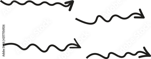 Hand Drawn Wavy Arrow Set for Direction, Movement, Flow and Modern Graphic Design Projects