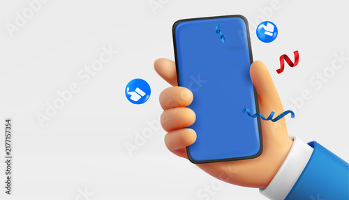Modern smartphone with chat clouds. 3d vector illustration