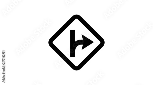 Side Road Joining Right Traffic Sign Icon
