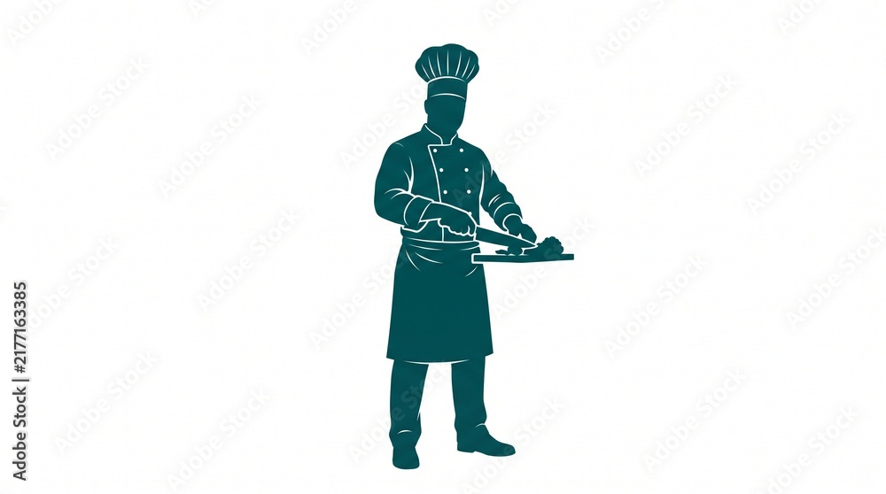 Obraz premium Chef silhouette icon isolated on white background for restaurant and culinary design