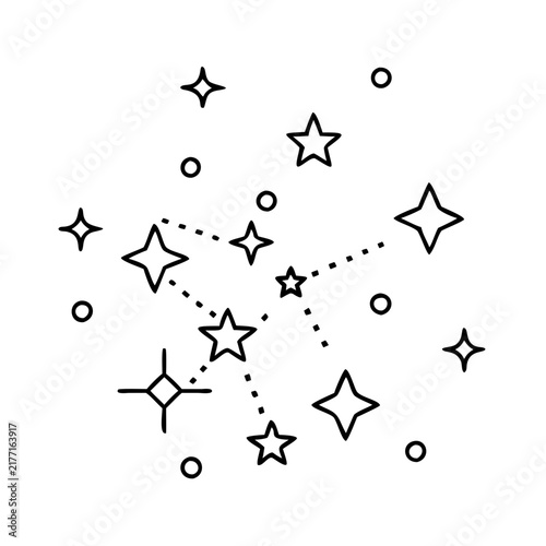 Star and snowflake geometric pattern with dotted lines - Minimalist vector design featuring stars and snowflakes connected by dotted lines in a clean layout.