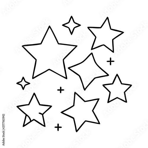 Simple line art stars and crosses illustration - Minimalist vector design with stars and crosses in a scattered layout, perfect for decorative or symbolic use.
