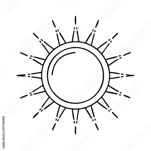 Sun with bright rays illustration - Simple vector sun icon showing bright radiating rays in a clean design style.