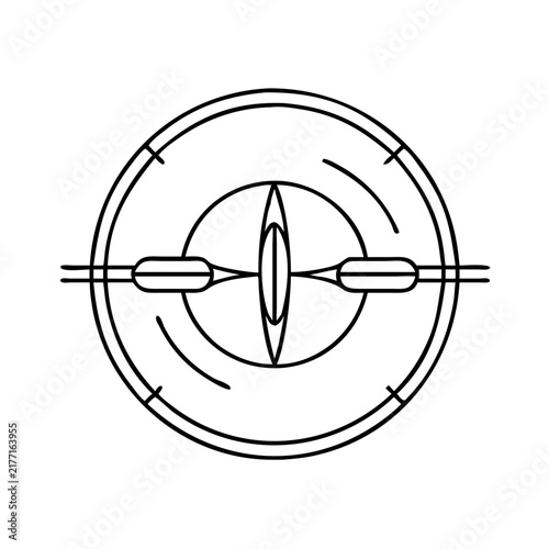 Simple lens or camera aperture icon design - Minimalist vector illustration of a lens aperture with adjustable blades for camera or optical themes.
