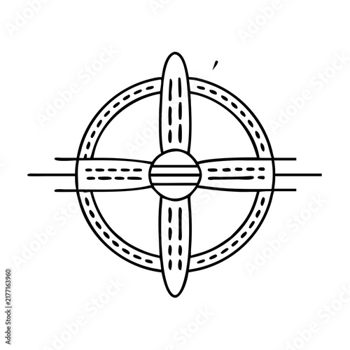 Simple abstract gear and ring mechanical diagram - Minimalist vector illustration of interlocking gears and circular ring forming a mechanical pattern design.