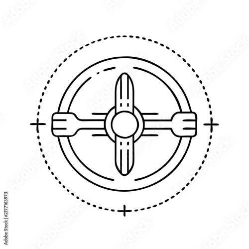 Simple steering wheel icon with cross symbol - Minimalist vector steering wheel symbol featuring a central cross design for safety or navigation use