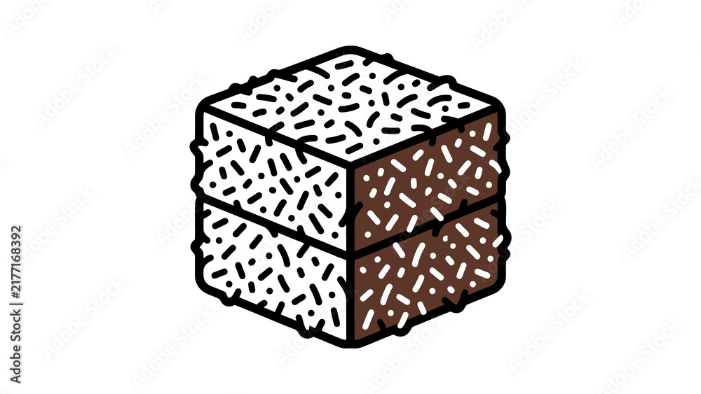Obraz premium Chocolate Brownie Cube Vector Illustration