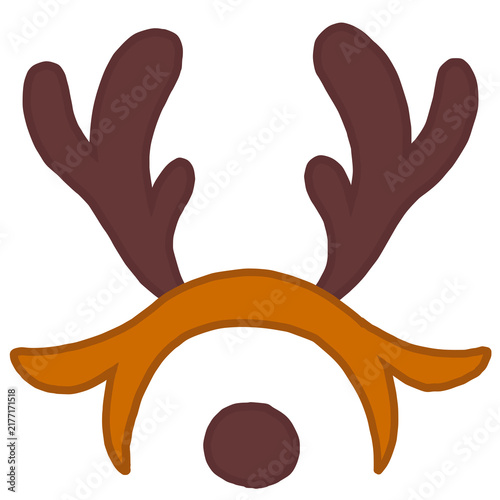 Obraz na płótnie クリスマス トナカイのカチューシャと鼻の手描きイラスト