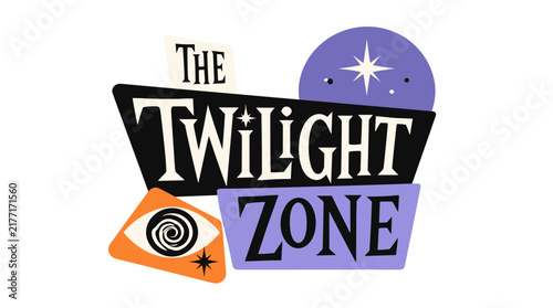 Retro typographic emblem with eye and star.
