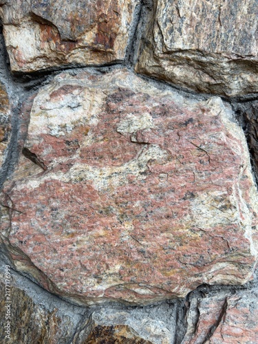 Natural Stone Wall Texture with Pink and Beige Granite