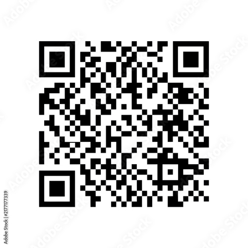 Square scannable code with black and white pixelated data pattern for digital scanning and information retrieval isolated on a transparent background