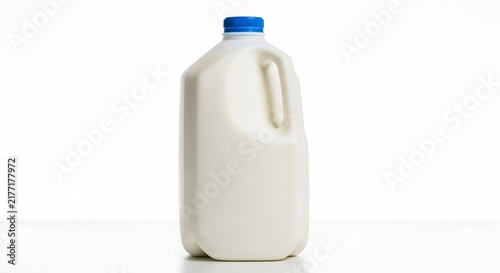 Full Gallon Plastic Jug Container Containing Fresh Dairy Liquid Refreshment For Daily Healthy Breakfast Nutrition At Home Kitchen Storage Shelf Or Refrigerator Stocked With Wholesome Organic