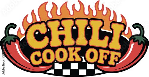 Chili, fiery pepper banner featuring blazing flames, lava textures, spicy food, cook off competition and festival promotion vector illustration.