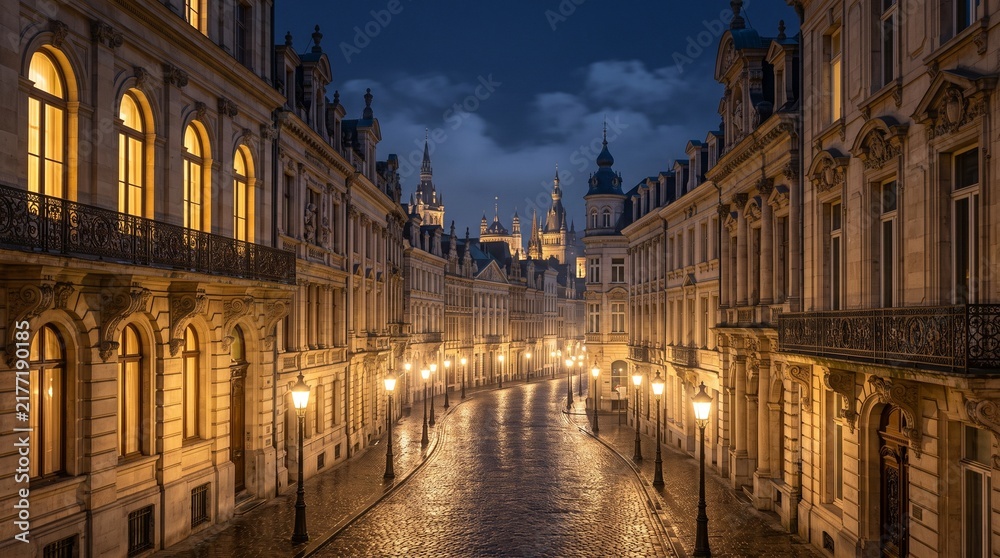 Fototapeta premium night view of the old town of gdansk poland