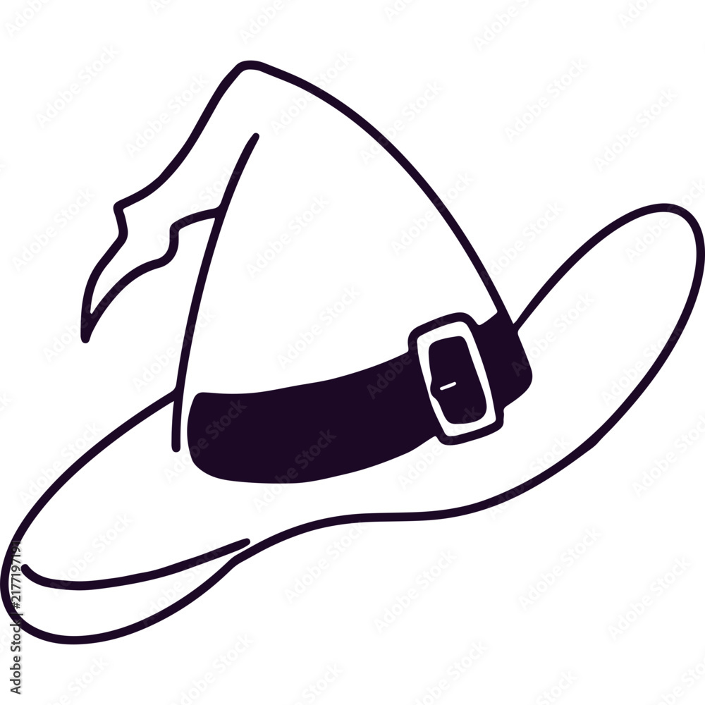 Fototapeta premium Minimalist Witch Hat Line Art