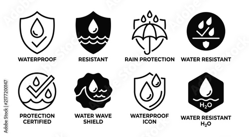 Photography Waterproof protection icon set