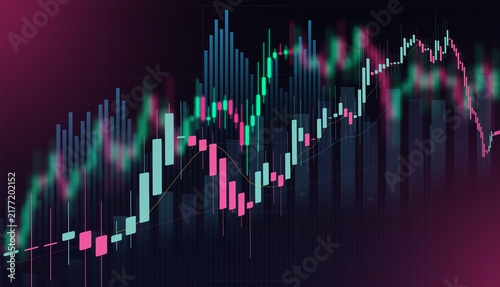 Financial stock market candlestick chart display showing trading trends, market fluctuations, and profit growth on a dark digital background.