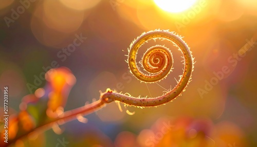 Golden Sunlit Fern Frond Bokeh Light