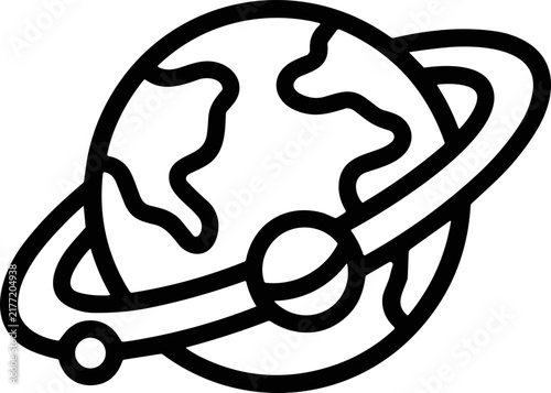 Stylized Earth Orbiting Ring with Moon Icon