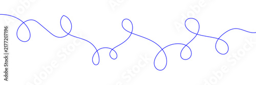 Minimalist purple squiggle line vector, continuous curly doodle border, hand drawn wavy thread element for creative design