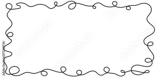 Hand drawn line squiggle cable decorative border frame