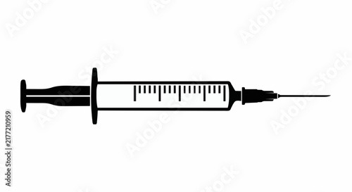 Disposable Medical Syringe with Needle, Isolated Vector Illustration